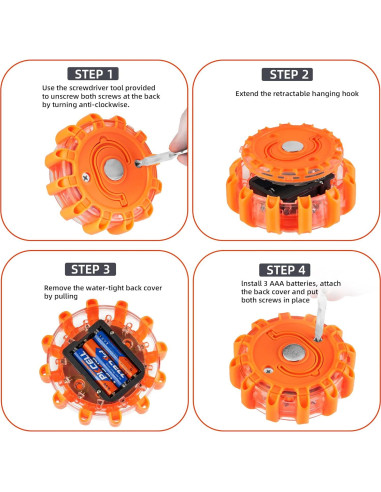 Flares LED de Emergencia DK-WINER 3pack Impermeables 9 Modos