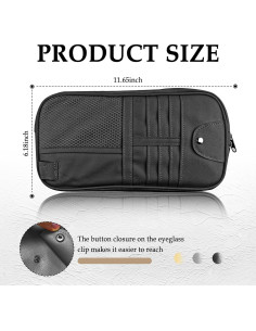 Organizador de Visera de Coche wedfish en Cuero PU Negro 2