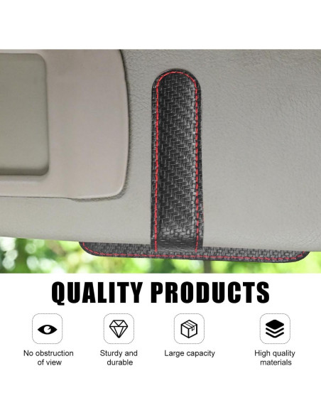 Organizador de Visera de Coche Povtii Fibra de Carbono Roja Organizador de Visera de Coche Povtii Fibra de Carbono Roja