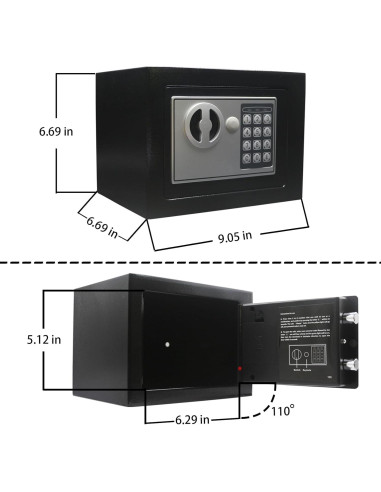 Caja Fuerte Digital Electrónica Yuanshikj 0.2 pies - Negra