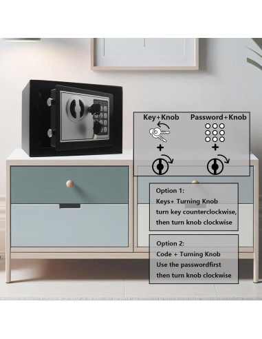 Caja Fuerte Digital Electrónica Yuanshikj 0.2 pies - Negra