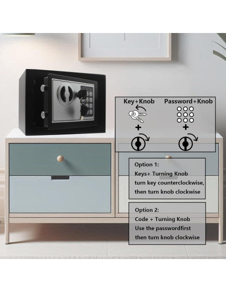 Caja Fuerte Digital Electrónica Yuanshikj 0.2 pies - Negra