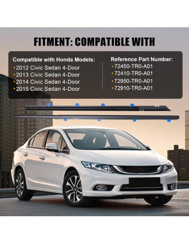 Moldura de Sellado para Ventana Honda Civic 2012-2015 Sedán