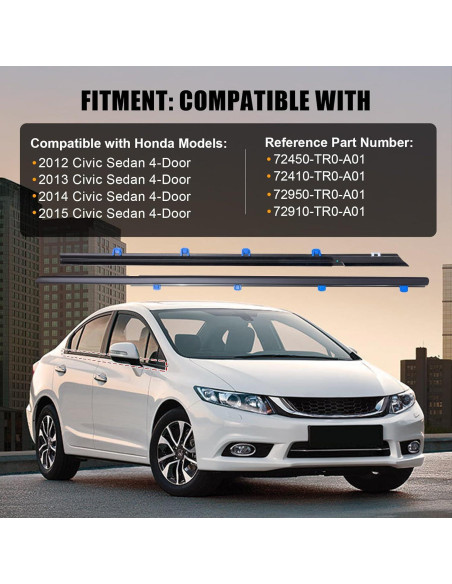 Moldura de Sellado para Ventana Honda Civic 2012-2015 Sedán