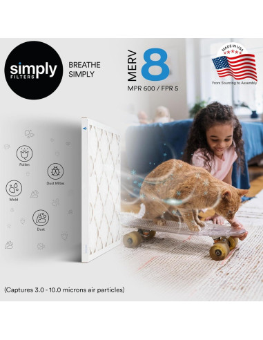 Filtro de Aire Simply 14x14x1 MERV 8 Paquete de 6 para HVAC