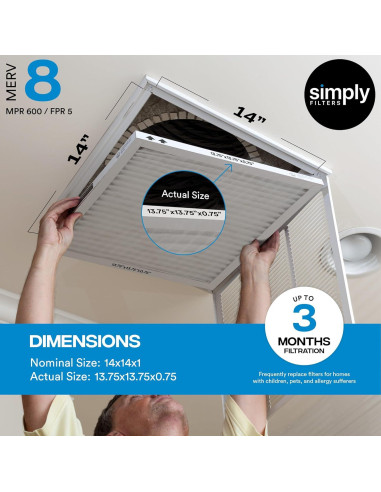 Filtro de Aire Simply 14x14x1 MERV 8 Paquete de 6 para HVAC