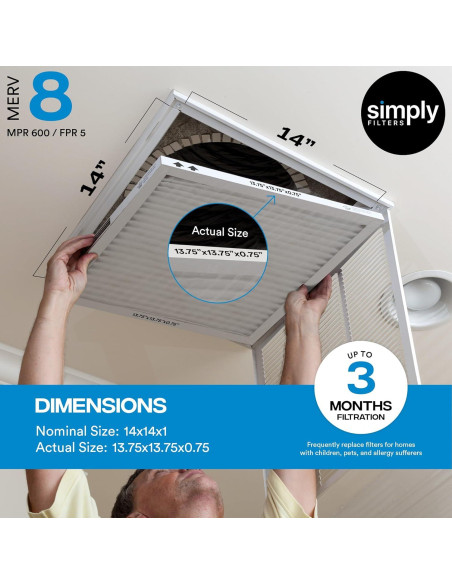 Filtro de Aire Simply 14x14x1 MERV 8 Paquete de 6 para HVAC Filtro de Aire Simply 14x14x1 MERV 8 Paquete de 6 para HVAC