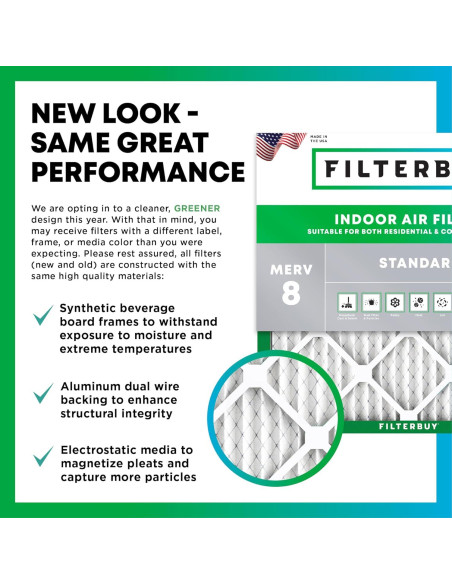 Filtro de aire Filterbuy 20x25x1 MERV 8 - Paquete de 4 Filtro de aire Filterbuy 20x25x1 MERV 8 - Paquete de 4