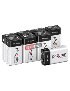 Baterías Alcalinas 9V PKUNIN 8 Unidades Larga Duración