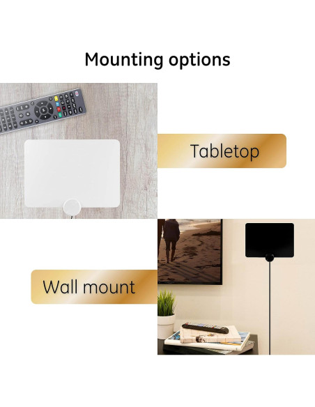 Antena de TV Amplificada GE Ultra Fina 4K 1080P Interior