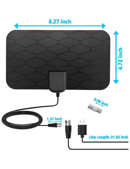 Antena de TV Digital KANGYUE 360 4K HD Amplificada 10ft