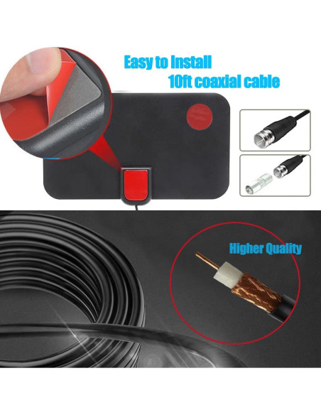 Antena de TV Digital KANGYUE 360 4K HD Amplificada 10ft