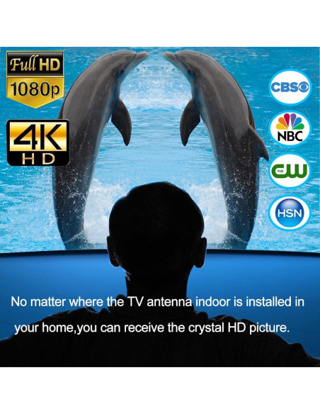 Antena de TV Digital KANGYUE 360 4K HD Amplificada 10ft