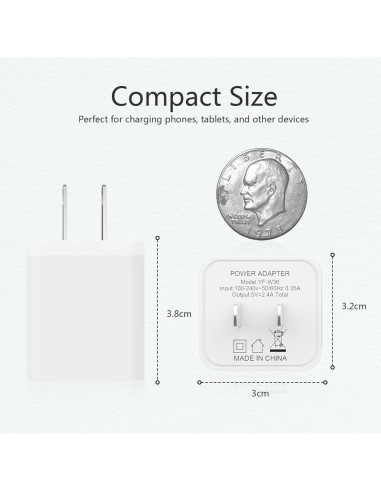 5 Pack Cargador de Pared USB iGENJUN 2.4A Doble Puerto