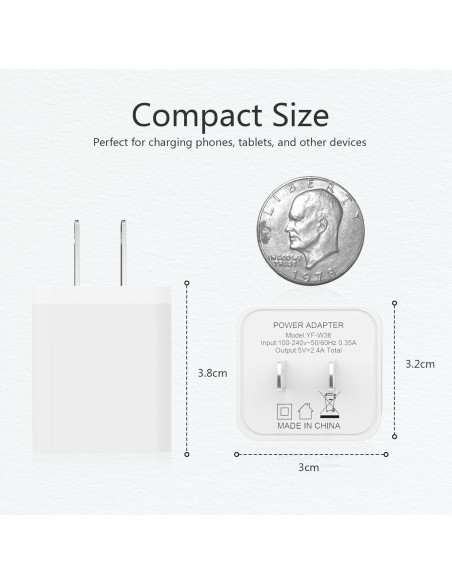 5 Pack Cargador de Pared USB iGENJUN 2.4A Doble Puerto