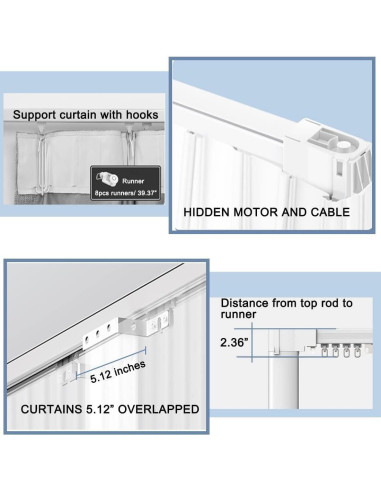 Cortinas Inteligentes Dherju 3M Techo Automáticas Control Remoto