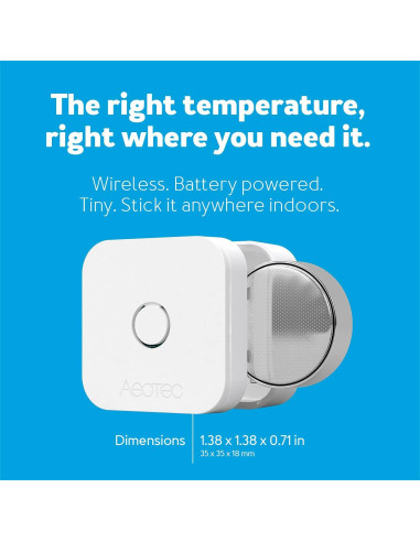 Sensor de Temperatura y Humedad Aeotec arQ - Inalámbrico, 3.4 cm