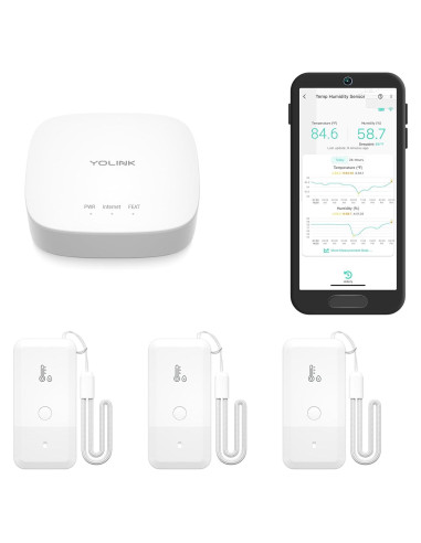 Termómetro e Higrómetro Inalámbrico YoLink, Paquete de 3, Alertas