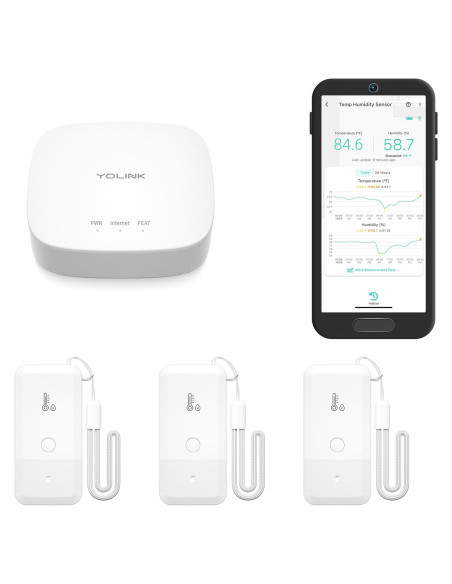 Termómetro e Higrómetro Inalámbrico YoLink, Paquete de 3, Alertas Termómetro e Higrómetro Inalámbrico YoLink, Paquete de 3, Alertas