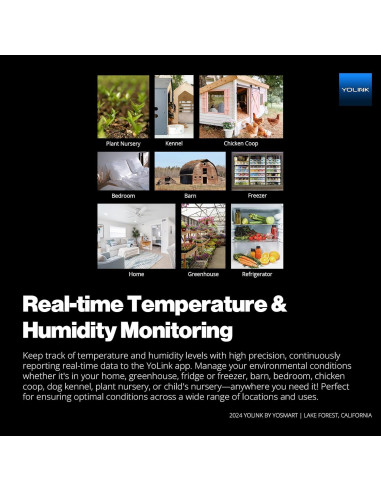 Termómetro e Higrómetro Inalámbrico YoLink, Paquete de 3, Alertas