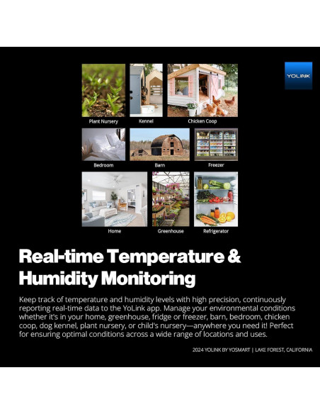 Termómetro e Higrómetro Inalámbrico YoLink, Paquete de 3, Alertas Termómetro e Higrómetro Inalámbrico YoLink, Paquete de 3, Alertas