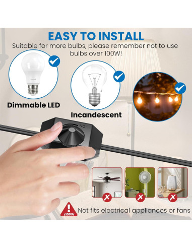 Interruptor Regulador de Luz DoRight 100W 110V IP44 Negro - Paquete de 2