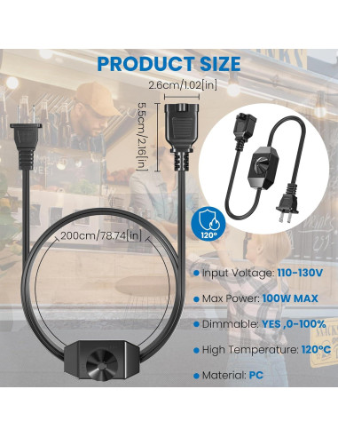 Interruptor Regulador de Luz DoRight 100W 110V IP44 Negro - Paquete de 2