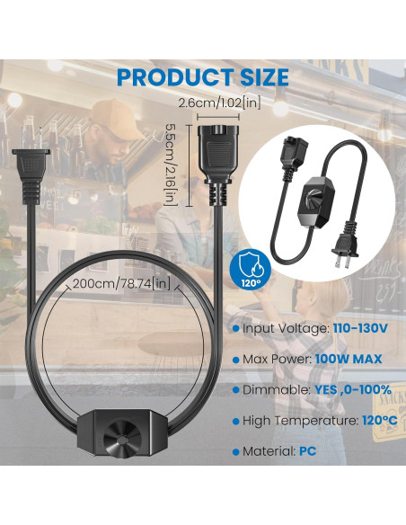 Interruptor Regulador de Luz DoRight 100W 110V IP44 Negro - Paquete de 2