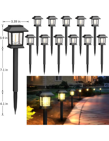 Luces Solares Exteriores Greluna, Paquete de 12, IP44