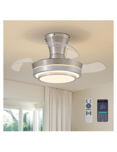 Ventilador de Techo LED Retráctil APBEAM 71.1 cm Plateado