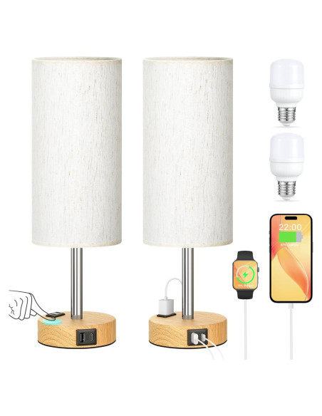 Juego de 2 Lámparas de Mesa Táctiles PartageiZ con USB