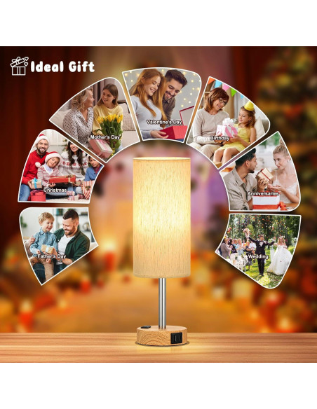 Juego de 2 Lámparas de Mesa Táctiles PartageiZ con USB