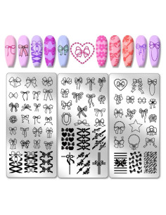Kit de Estampado de Uñas PH PandaHall 3 Placas Lazo 66 Patrones