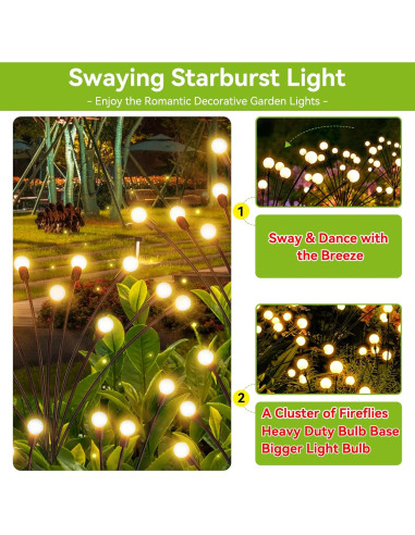 Luces de Jardín Solares YShengMian, Paquete de 4 LED Blancas Cálidas