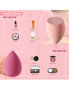 Juego de 4 Esponjas de Maquillaje DUAIU con Caja Rosa 2
