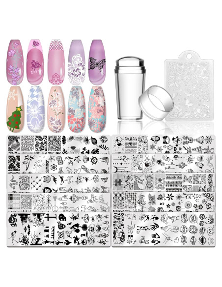 Kit de Estampado de Uñas Biutee 10 Piezas con Estampador