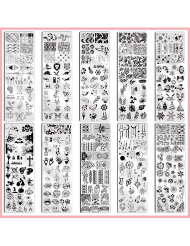 Kit de Estampado de Uñas Biutee 10 Piezas con Estampador