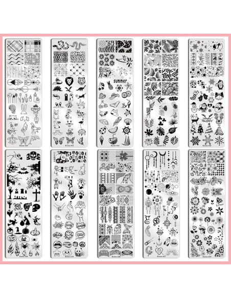 Kit de Estampado de Uñas Biutee 10 Piezas con Estampador