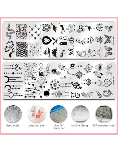 Kit de Estampado de Uñas Biutee 10 Piezas con Estampador