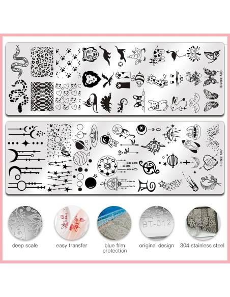 Kit de Estampado de Uñas Biutee 10 Piezas con Estampador