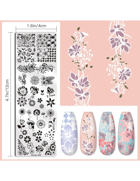 Kit de Estampado de Uñas Biutee 10 Piezas con Estampador