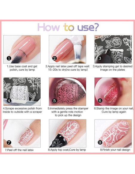 Kit de Estampado de Uñas Biutee 10 Piezas con Estampador