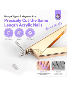 Cortador de Uñas Acrílicas Saviland Rosa Dorado 15PCS 2