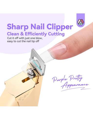 Cortador de Uñas Acrílicas Saviland Rosa Dorado 15PCS