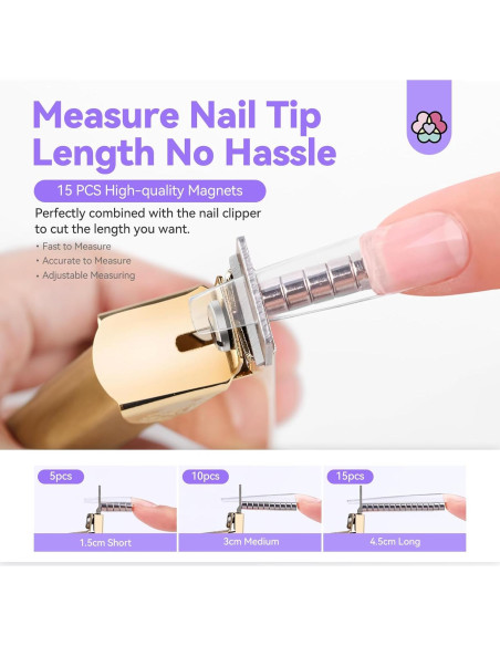 Cortador de Uñas Acrílicas Saviland Rosa Dorado 15PCS