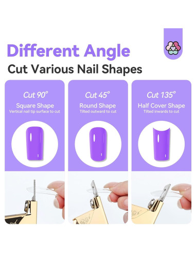 Cortador de Uñas Acrílicas Saviland Rosa Dorado 15PCS