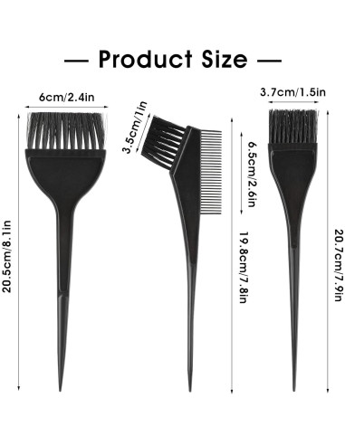 Juego de Brochas para Tinte de Cabello Abeillo - 3 Piezas