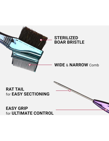 Cepillo de Bordes RED by Kiss 3-en-1 con Cerdas de Jabalí