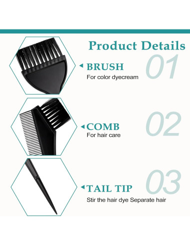 Set de 6 brochas para teñir Oruola - Color negro - Profesional