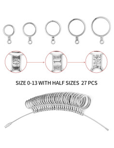 Kit de Medición de Tallas de Anillo Bflaae 27 PZS Acero Inoxidable 2